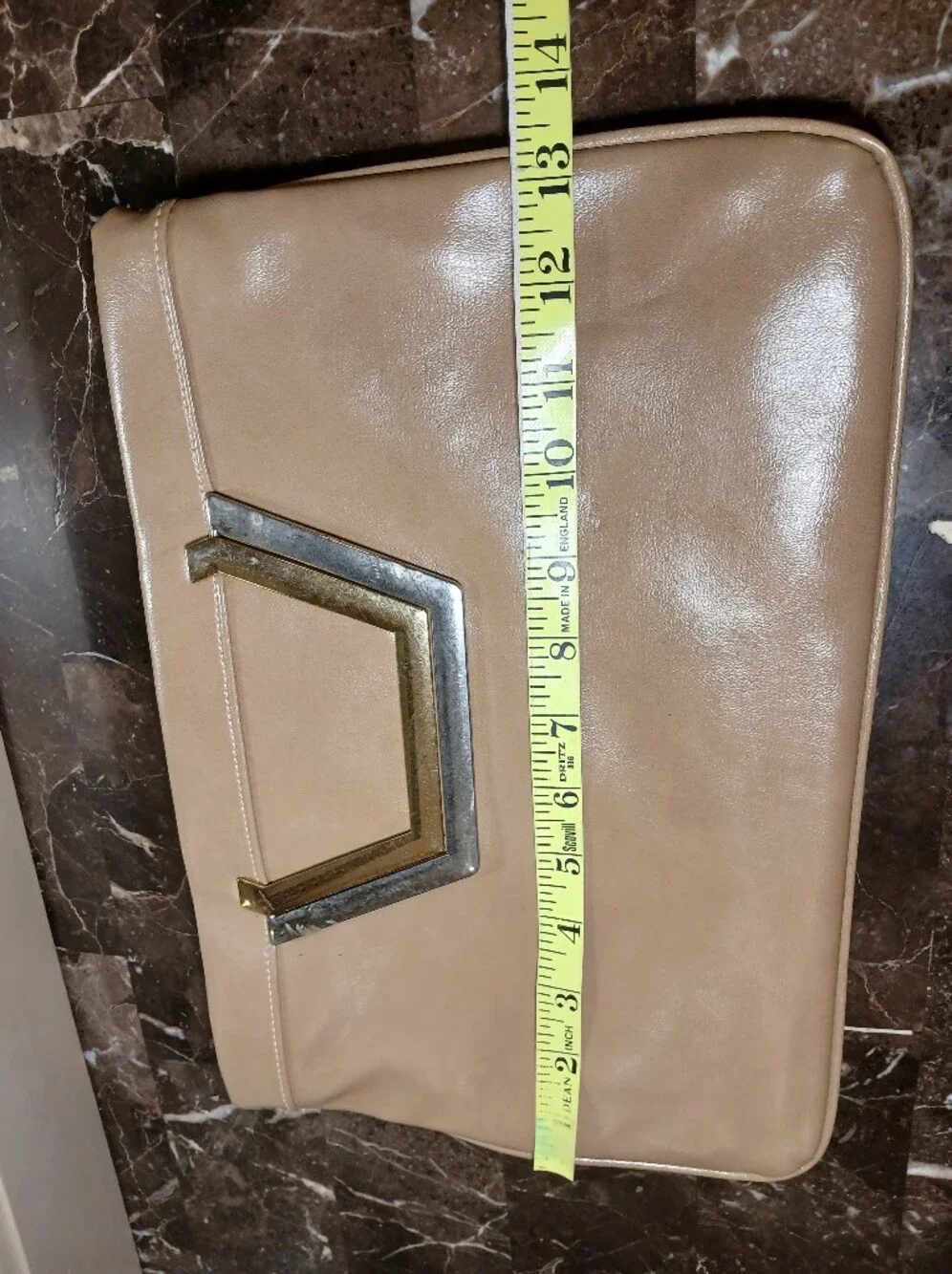 Vtg Buttery Soft Clutch/ Shoulder Bag In Tan